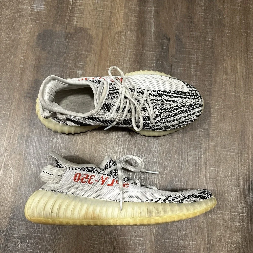 Adidas Yeezy Boost 350 V2 Zebra White Black Red CP9654 Mens Size 7